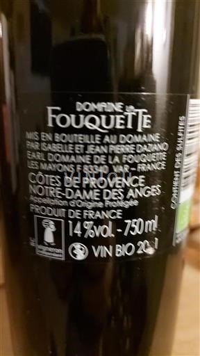 Provence Côtes-de-provence Domaine La Fouquette Notre-Dame des Anges 2021