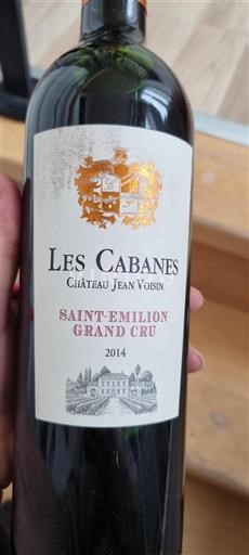 Vin Rouge sec Les Cabanes Château Jean Voisin 2014 France Bordeaux Saint-Émilion Grand Cru AOC Grand Cru