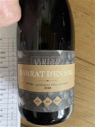 Languedoque Fitou Sarrat En Sol Arménie 2018