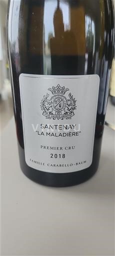 Vin Rouge sec La Maladière Famille Carabello-Baum 2018 France Bourgogne Santenay AOC Premier Cru