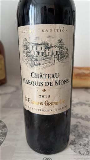 Burdeos Saint-Émilion Gran Cru Grand Cru Marquis de Mons Tradition 2015