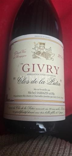 Borgonha Givry Michel Sarrazin et Fils Clos de la Putin 2005