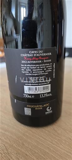 Neuchâtel Neuchâtel PDO Château Auvernier 2012