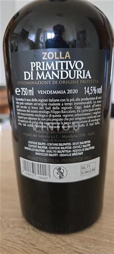 Apulia Primitivo di Manduria Vigneti del Salento Zolla 2020