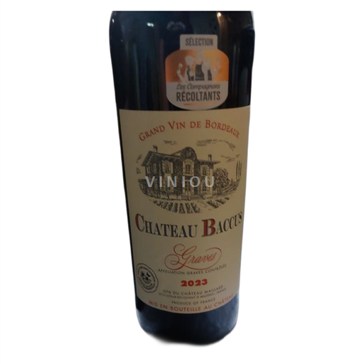 Vin Rouge sec Château Bacchus 2020 France Bordeaux Graves AOC