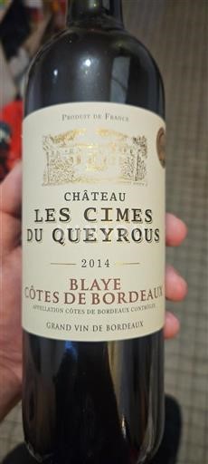 Burdeos Blaye-Côtes de Burdeos Château Les Cimes du Queyrons 2014