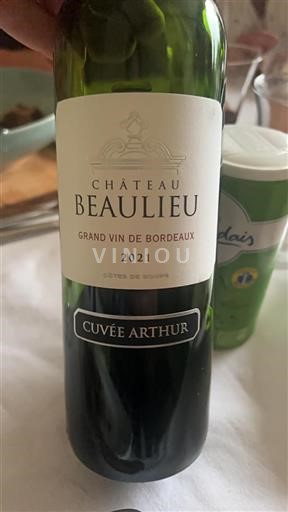 Vin Rouge sec Cuvée Arthur Château Beaulieu 2021 France Bordeaux Côtes-de-bourg AOC
