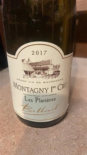Borgoña Montagny Premier Cru Berthenet Les Platières 2017