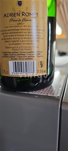 Champaña Champán Adrien Romet Blanc de Blancs Sin añada