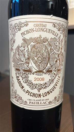 Bordeaux Pauillac Grand Cru Château Pichon-Longueville Baron 2008