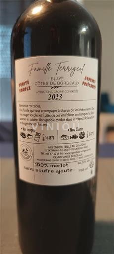 Bordeaux Blaye-côtes-de-bordeaux Famille Terrigeol 2023