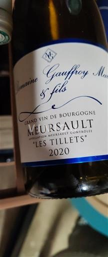 Bourgogne Meursault Domaine Gauffroy & fils Les Tillets 2020