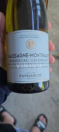 Vin Blanc sec Les Embazées Patriarche Père & Fils 2020 France Bourgogne Chassagne-montrachet AOC Premier Cru