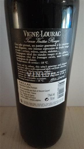 Vin Rouge sec Terrae Veritas Rouge Vigné-Lourac 2011 France Sud-Ouest Gaillac AOC