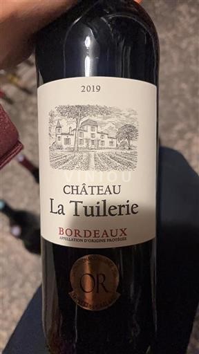 Vin Rouge sec Château La Tuilerie 2019 France Bordeaux AOC