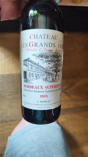 Vin Rouge sec Château Les Grands Jays 1995 France Bordeaux Bordeaux supérieur AOC