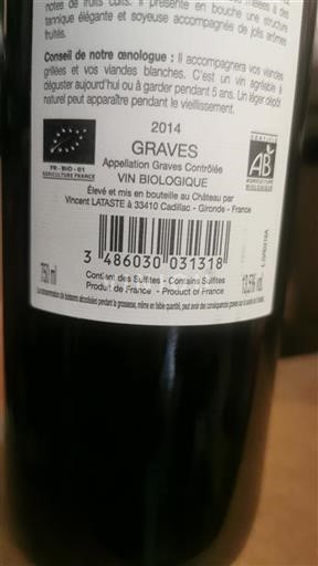 Bordéus Graves Vincent Lataste 2014