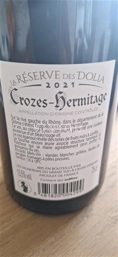 Thung lũng Rhône Crozes-hermitage Réserve des Dolia 2021