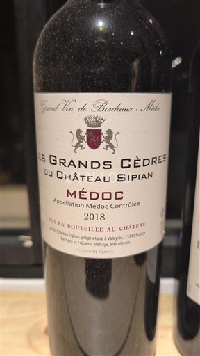 Bordeaux Médoc Château Sipian Les Grands Cèdres 2018