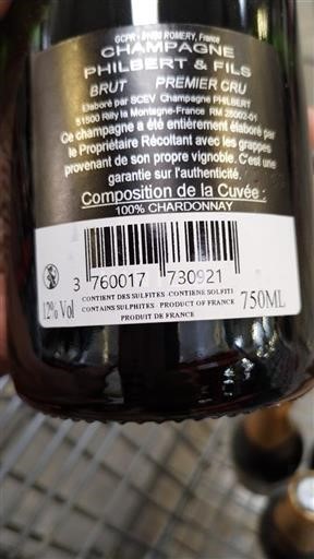 Champaña Champán Premier Cru Champagne Philbert & Fils Sin añada