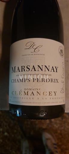 Vin Rouge sec Champs Perdrix Domaine Clémancey 2023 France Bourgogne Marsannay AOC