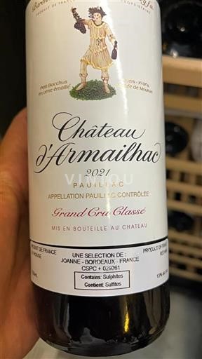 Bordéus Pauillac Grand Cru Classé Armailhac 2021