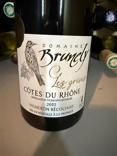 Rhône-dalen Côtes-du-Rhône Domaine Brunely Les Grives 2022