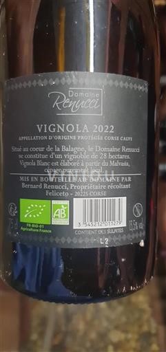 Corsica Not Specified Domaine Renucci Vignola 2022