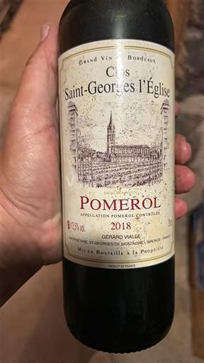 Burdeos Pomerol Clos Saint-Georges l'Église 2018