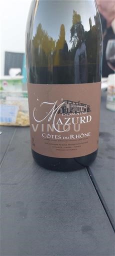 Vin Rouge sec Domaine Mazurd 2020 France Vallée du Rhône Côtes-du-rhône AOC