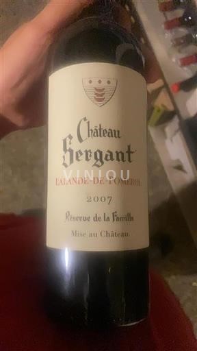 Bordeaux Lalande-de-Pomerol Château Sergant Réserve de la Famille 2007