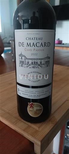 Bordeaux Bordeaux superiore Château Macard Padouin 2022