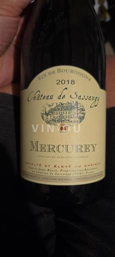 Burgundi Mercurey Château Sassangy 2018