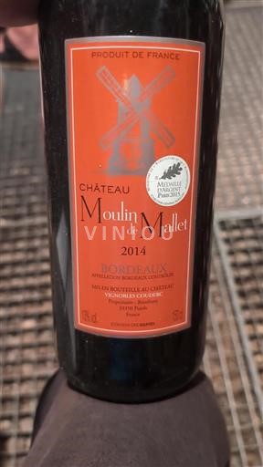 Bordéus Château Moulin de Mallet 2014