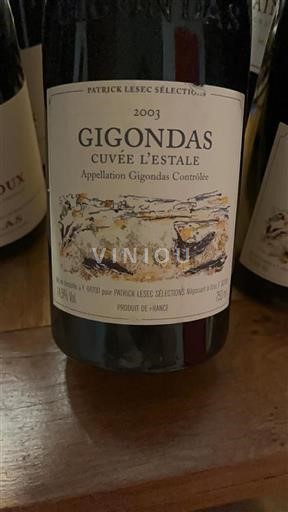 Rhône-dalen Gigondas Patrick Lesec Sélections L'Estale 2003