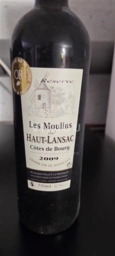 Burdeos Côtes-de-bourg Les Moulins du Haut-Lansac Réserve 2009