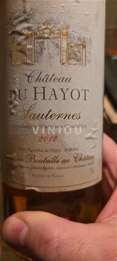 Bordeaux Sauternes Château Hayot 2012