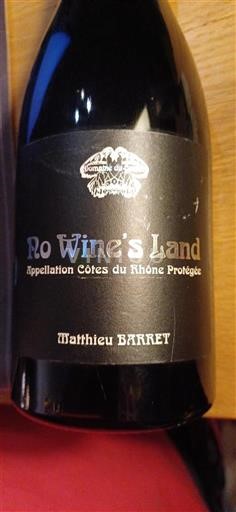 Vin Rouge sec No Wine's Land Domaine Coulet 2019 France Vallée du Rhône Côtes-du-rhône AOC biodynamie