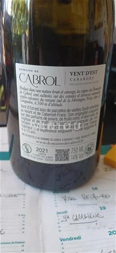 Languedoc Cabardès Domaine Cabrol Vent D'est 2021