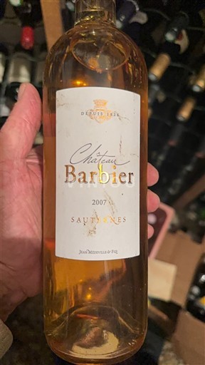 Bordeaux Sauternes Château Barbier 2007