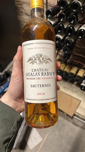 Bordeaux Sauternes Premier Cru Château Sigalas Rabaud 2010