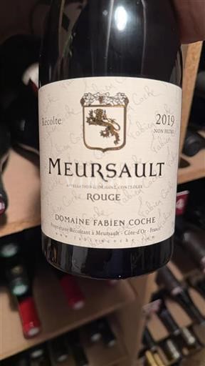 Vin Rouge sec Fabien Coche 2019 France Bourgogne Meursault AOC