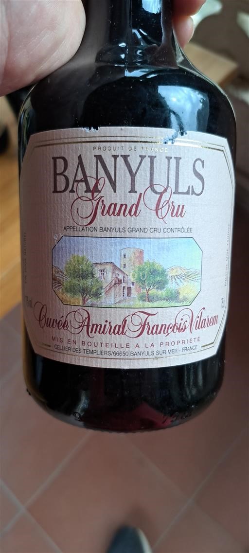 Roussillon Banyuls Grand Cru Cellier des Templiers Amiral François Vilarem Không niên vụ