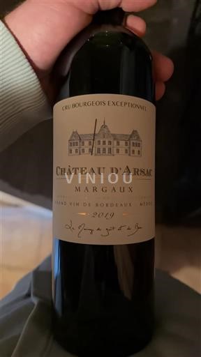 Bordeaux Margaux Cru Bourgeois Exceptionnel Château Arsac 2019