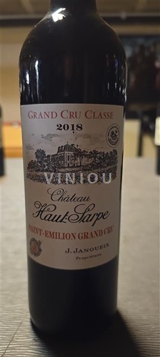 Vin Rouge sec Château Haut-Sarpe 2018 Francuska Bordo Сент-Емилион Гранд Кру AOC Grand Cru Classé