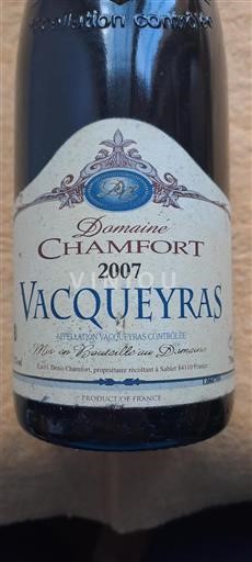Valle del Rodano Vacqueyras Domaine Chamfort 2007