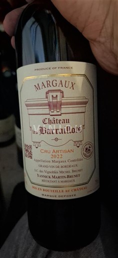 Bordeaux Margaux Cru Artisan Château Les Barraillots 2022