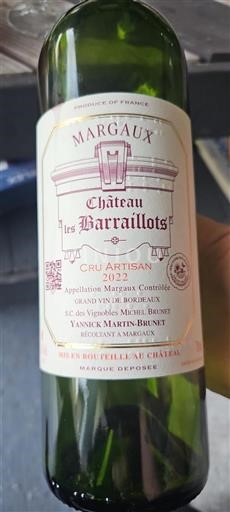 Burdeos Margaux Cru Artisan Château Les Barraillots 2022