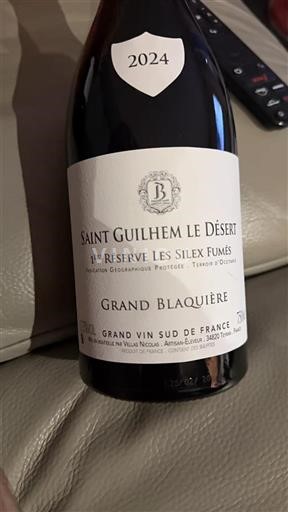 Vin Rouge sec 1ère Réserve Les Silex Fumés Grand Blaquière 2024 France Languedoc et Roussillon Saint-Guilhem-le-Désert IGP