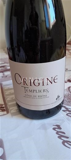 Rhônen laakso Côtes-du-rhône Cellier des Templiers Origine Templiers Ei vuosikertaa